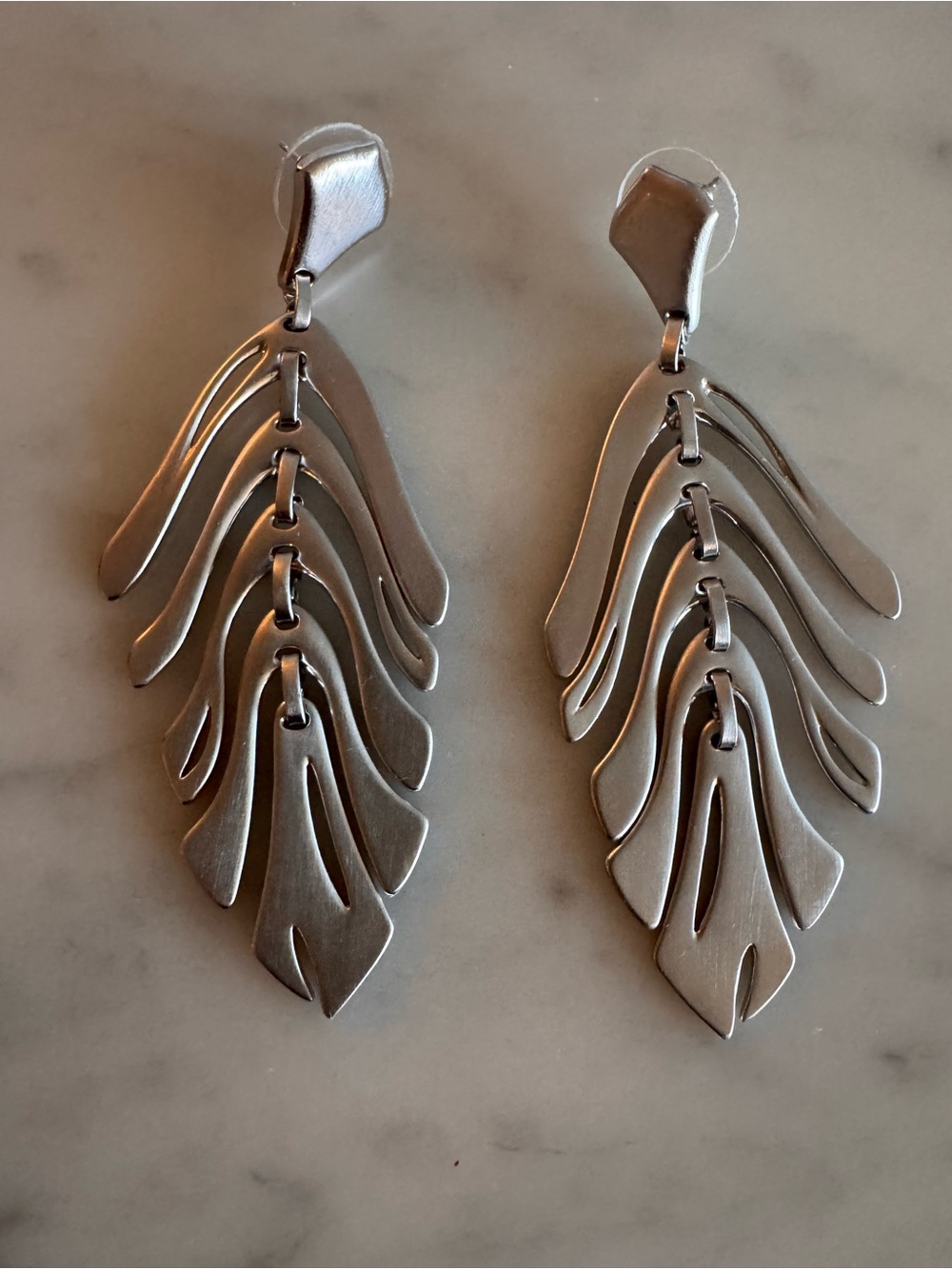 Silver-Tone Cascading Leaf Drop Earrings - Women Jewelry